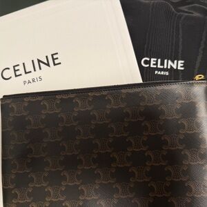 Celine Dark Brown Monogram Pouch